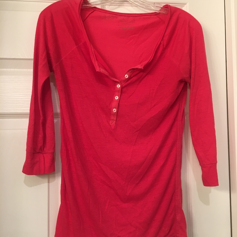 3/4 Sleeve Pink Henley